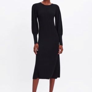 Zara black puffy sleeved dress